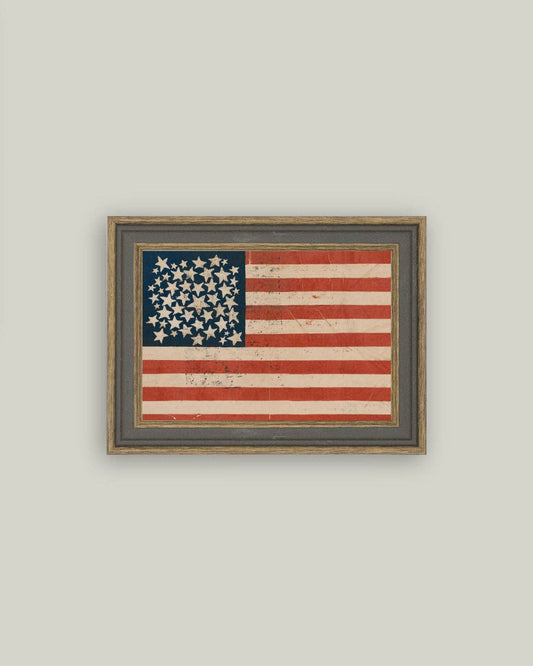 Rustic Flag Framed Antique Art