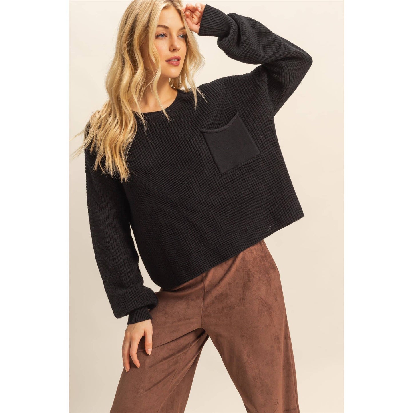 Cropped Pocket Sweater