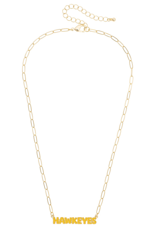 Iowa Hawkeyes Puffy Nameplate Necklace