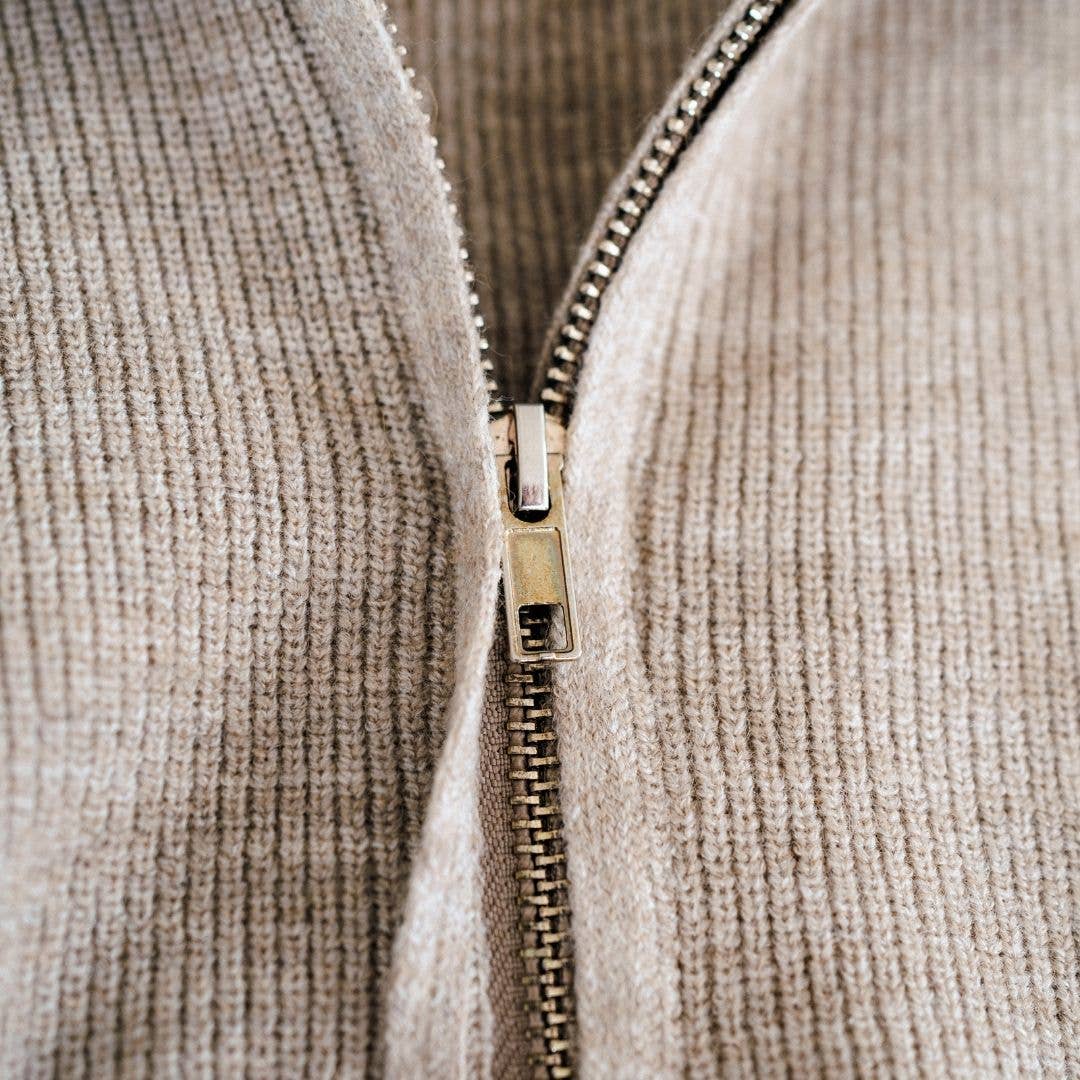 Quarter Zip Sweater Sand- Women