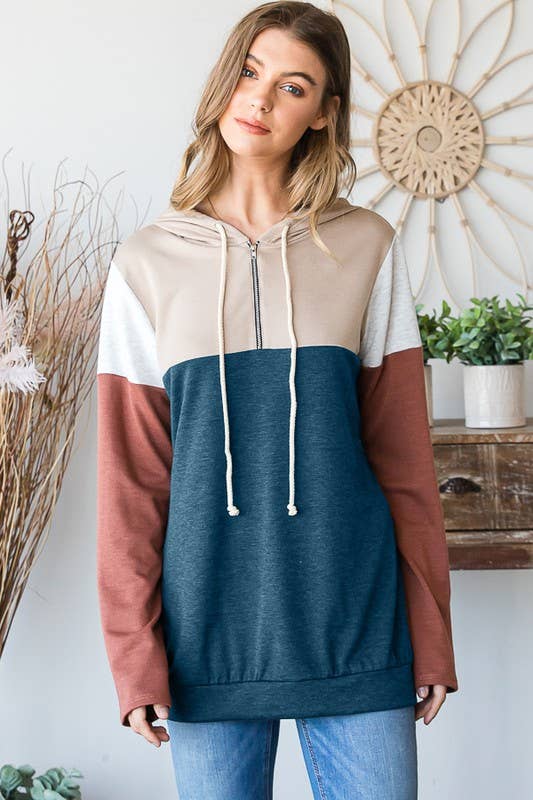 Cozy Colorblock Hooded Pullover