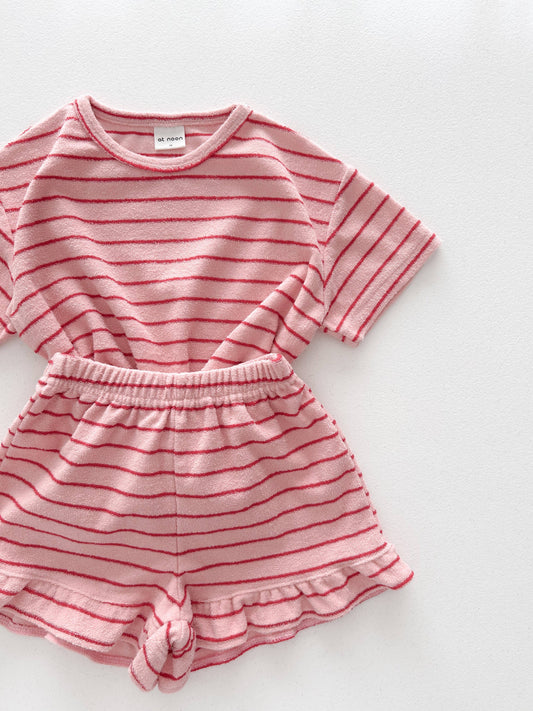 Terry Cloth Stripe Set | Pink