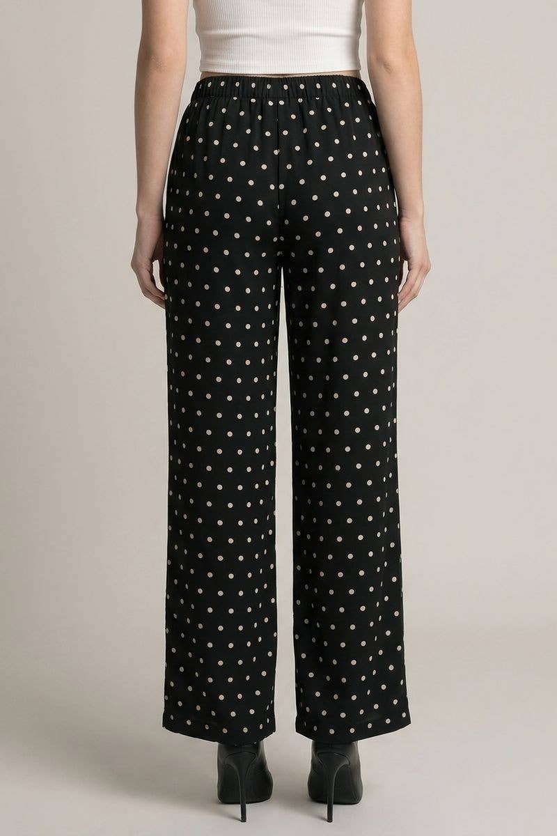 POLKA DOT LOW RISE DRAWSTRING PANTS - 8947P