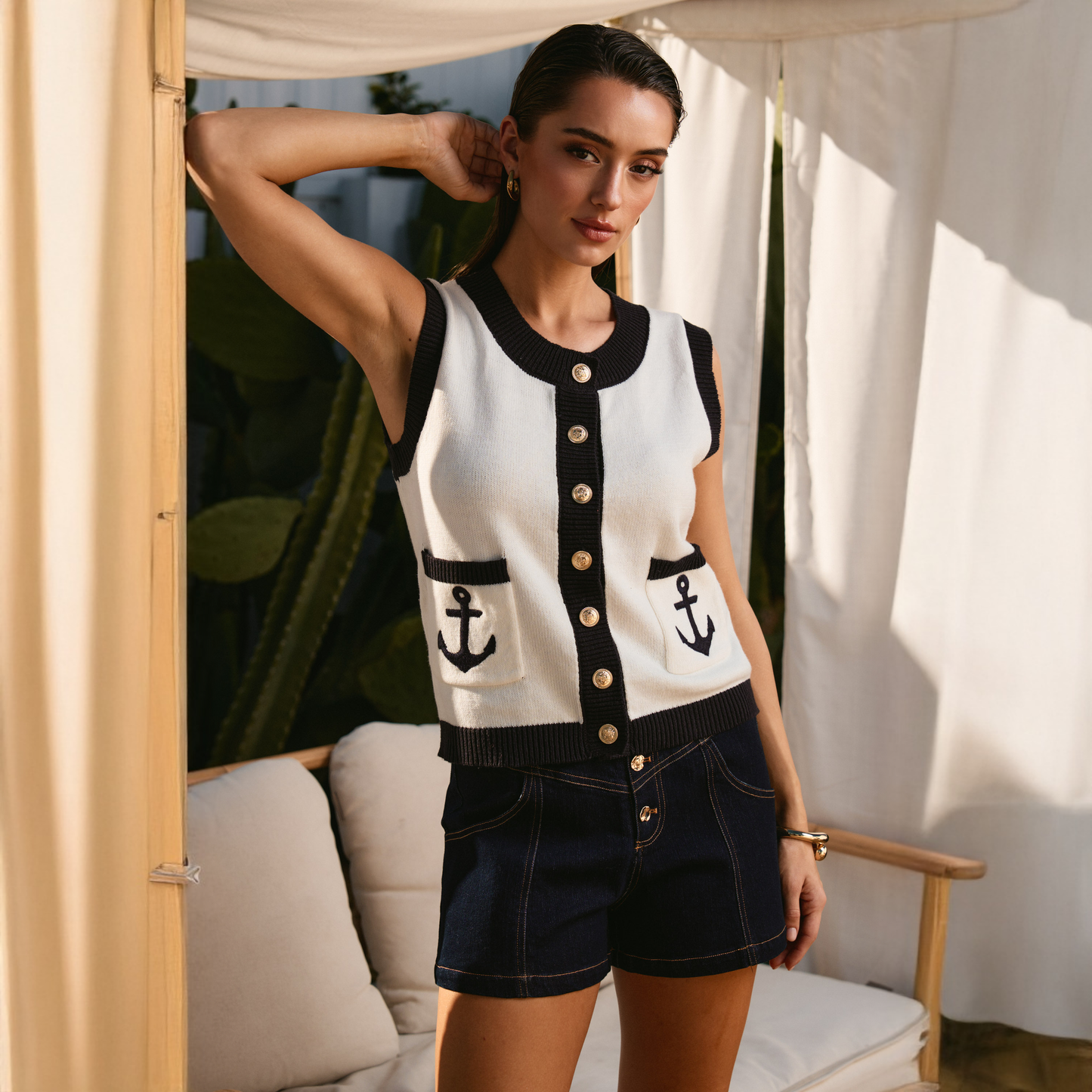 Anchors Away Button Vest