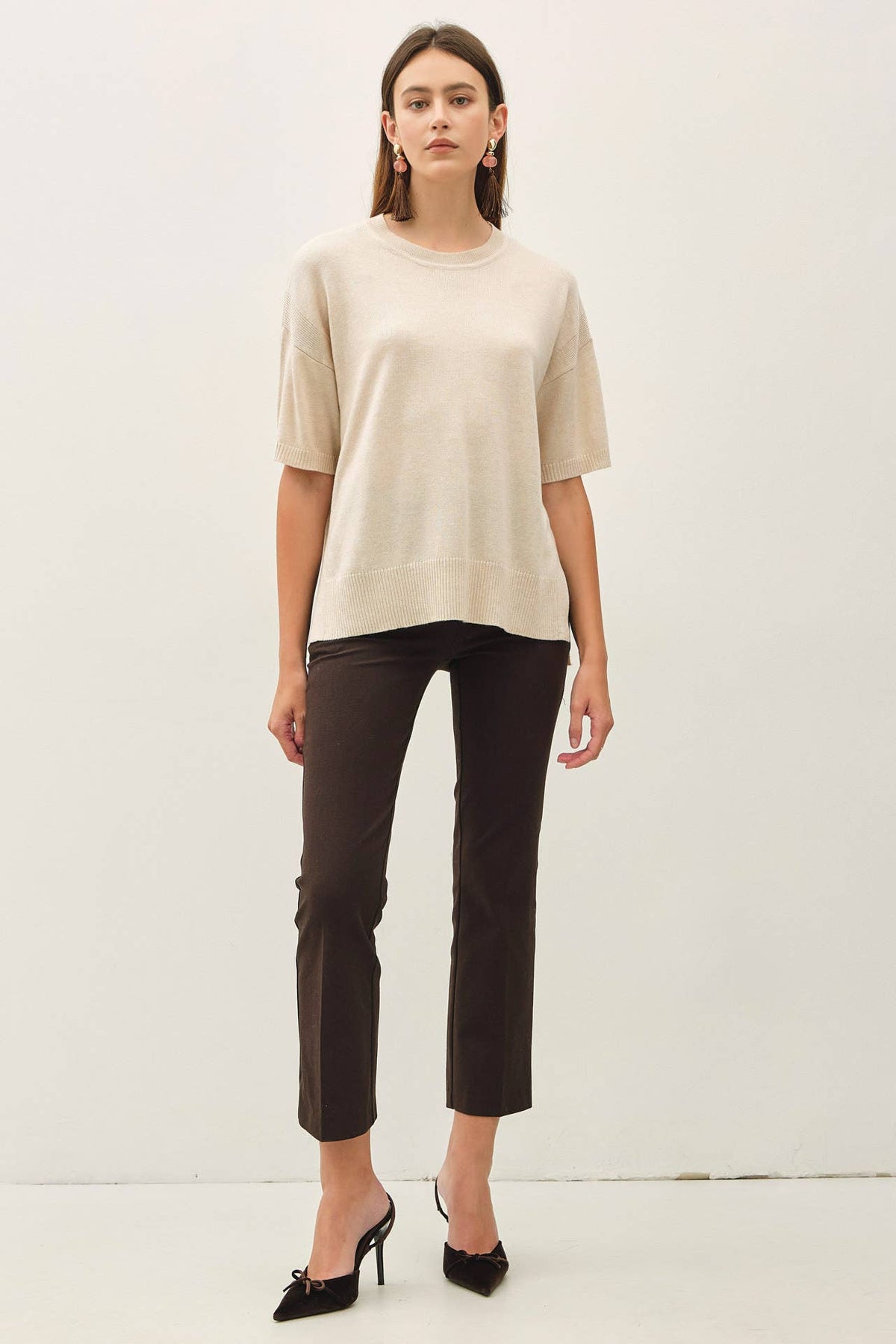 Side Split Shortsleeve Sweater