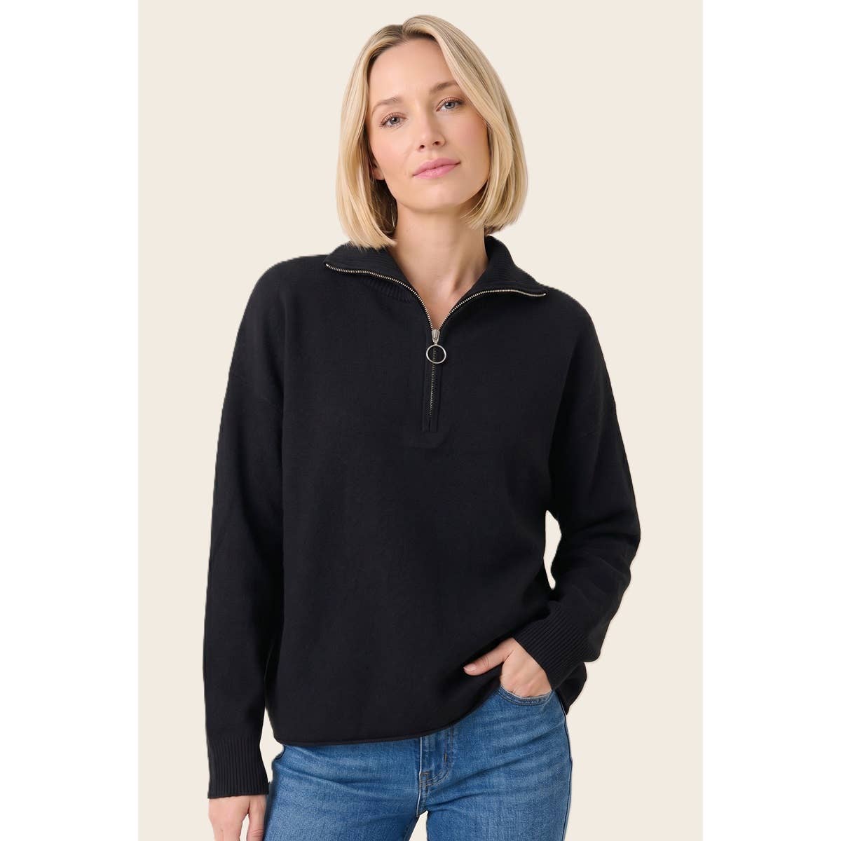 Mock Mockneck Zip Sweater