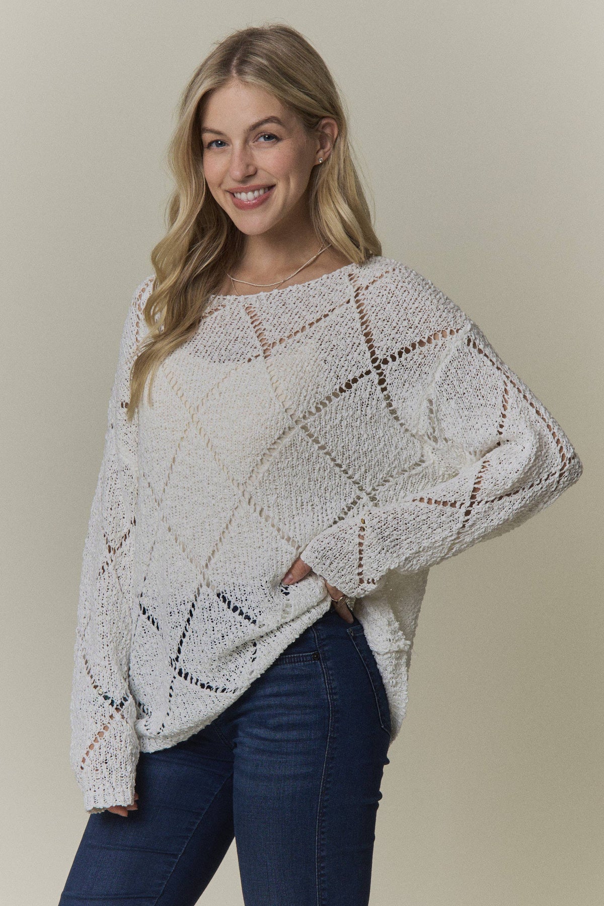 Falling for You Diamond Knit Sweater