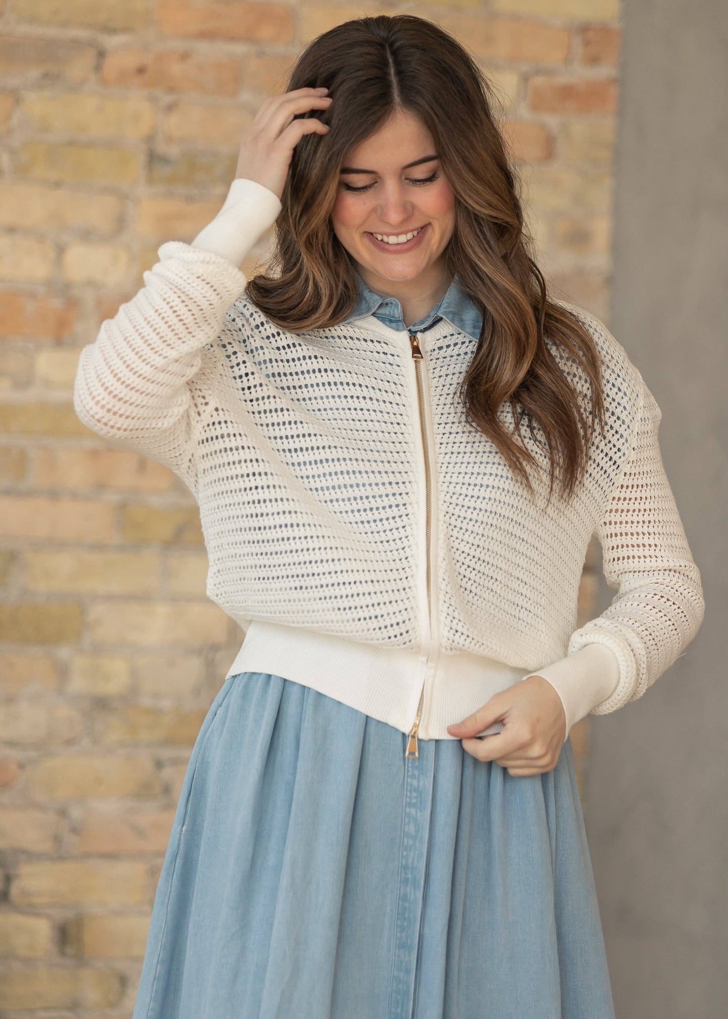 Tate Ivory Crochet Open Knit Cardigan
