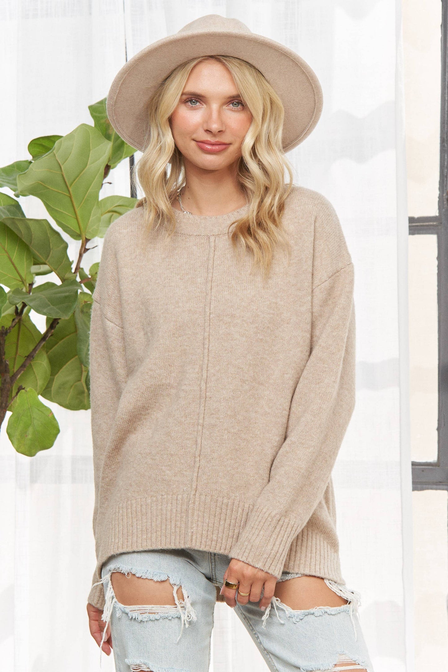 Front Seam Pullover Sweater