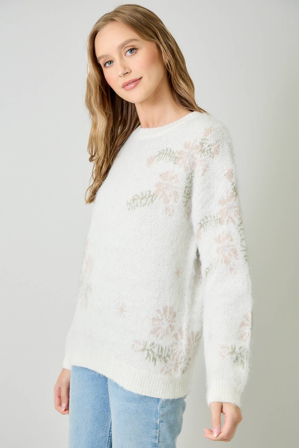 Winter Blues Floral Sweater