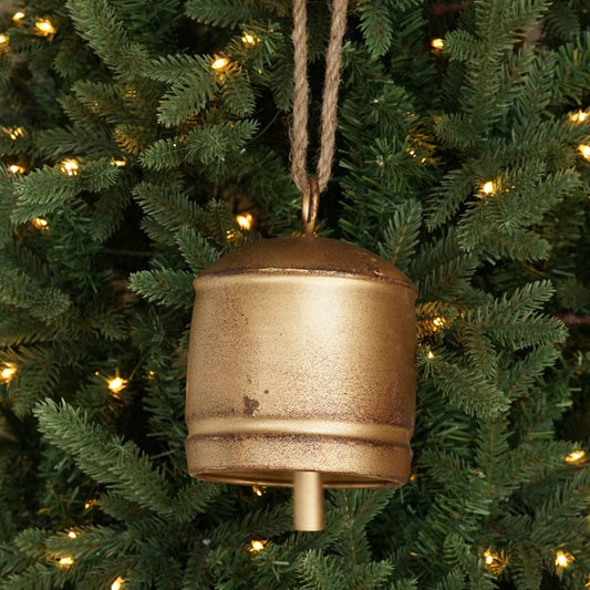 M32502-Vintage Gold Silo Bell w. jute loop (6.5inH)