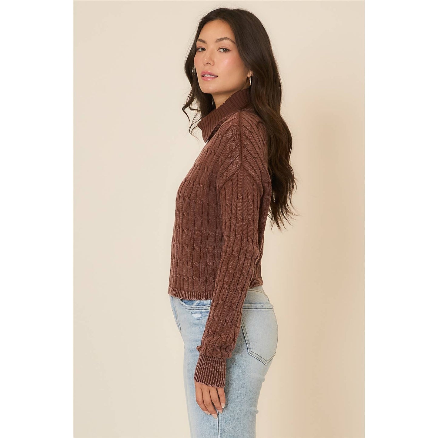 Cali Cropped Turtleneck Sweater