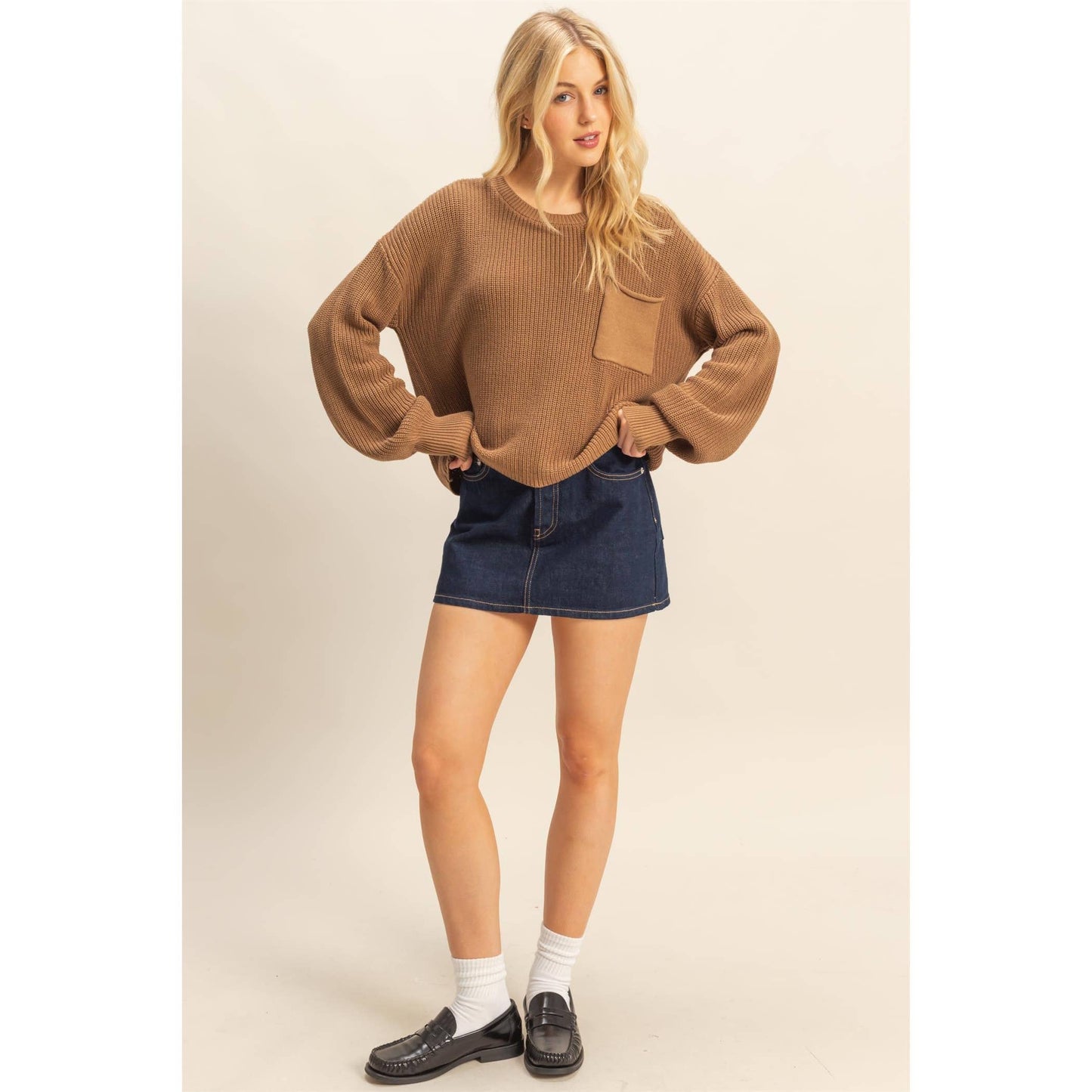 Cropped Pocket Sweater