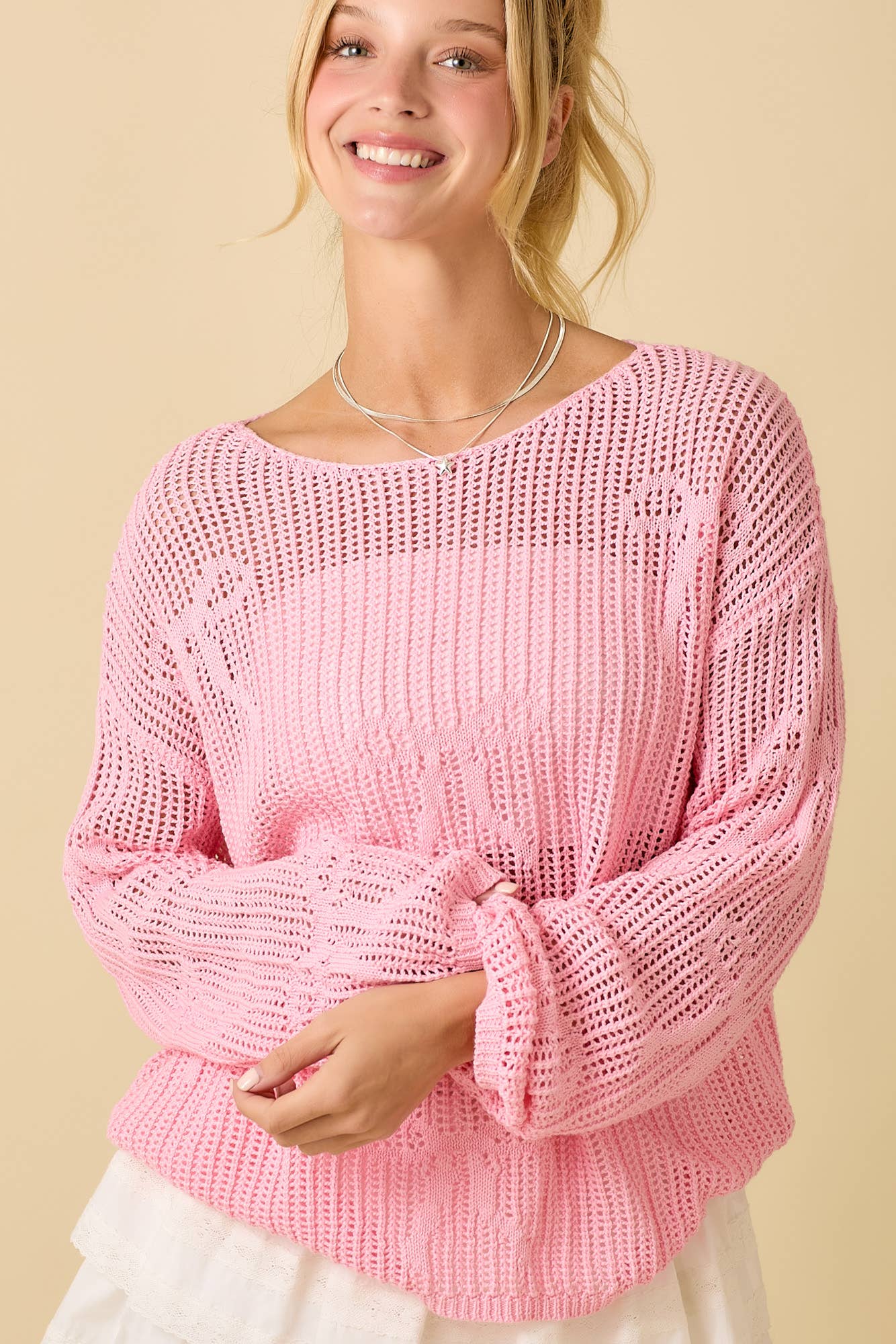Boat Neck Crochet Bow Top