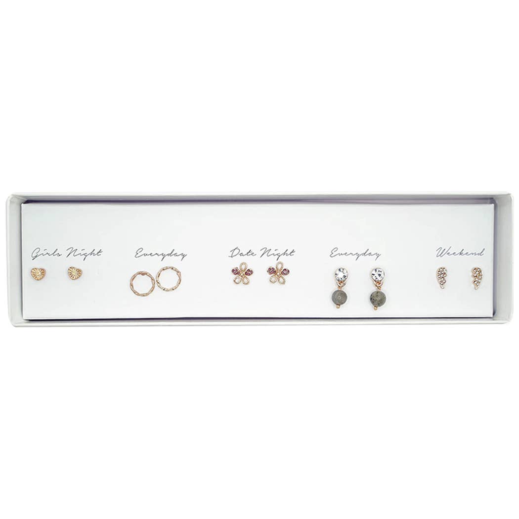 GRY Stud Earrings Set with Gift Box