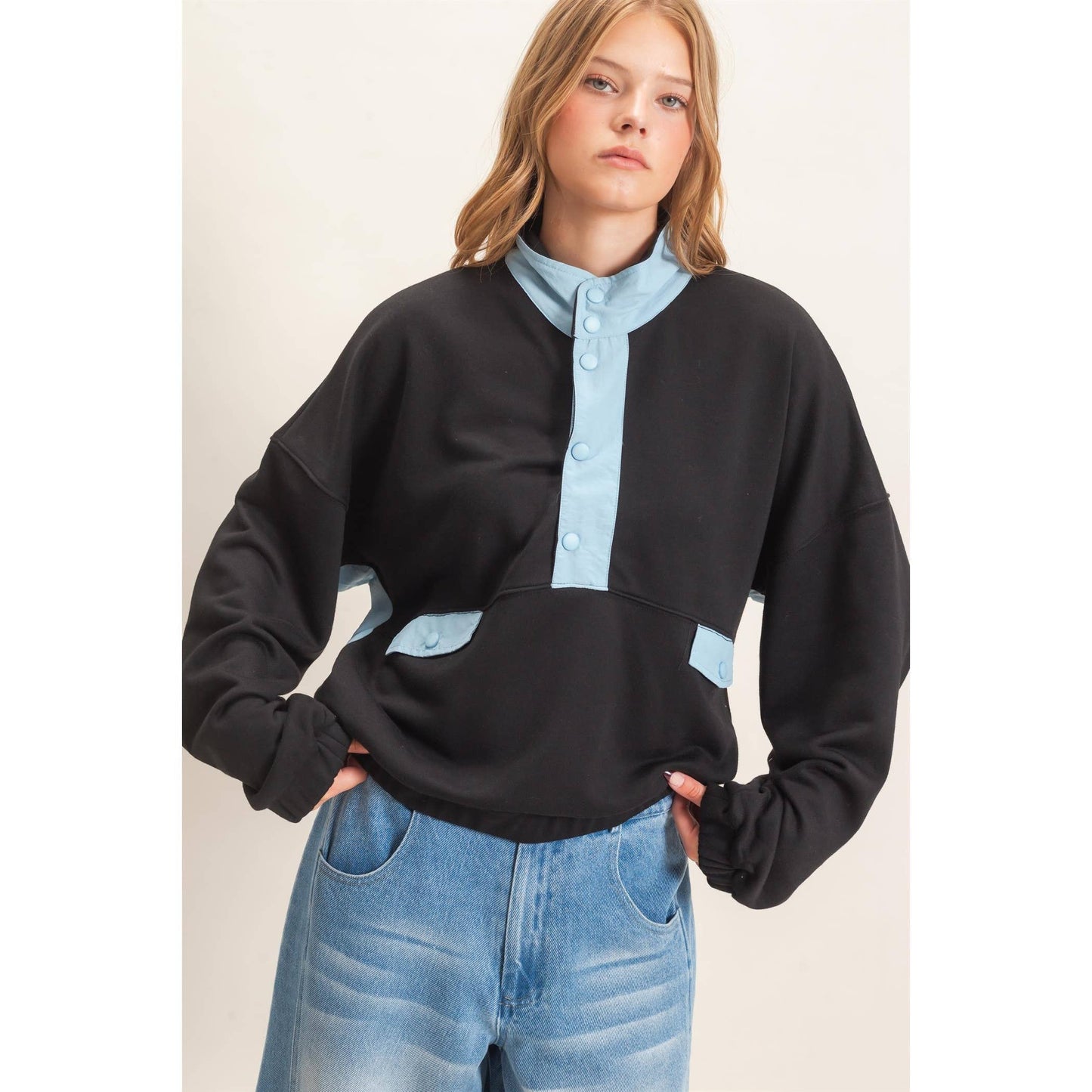 Oh Snap Contrast Pullover