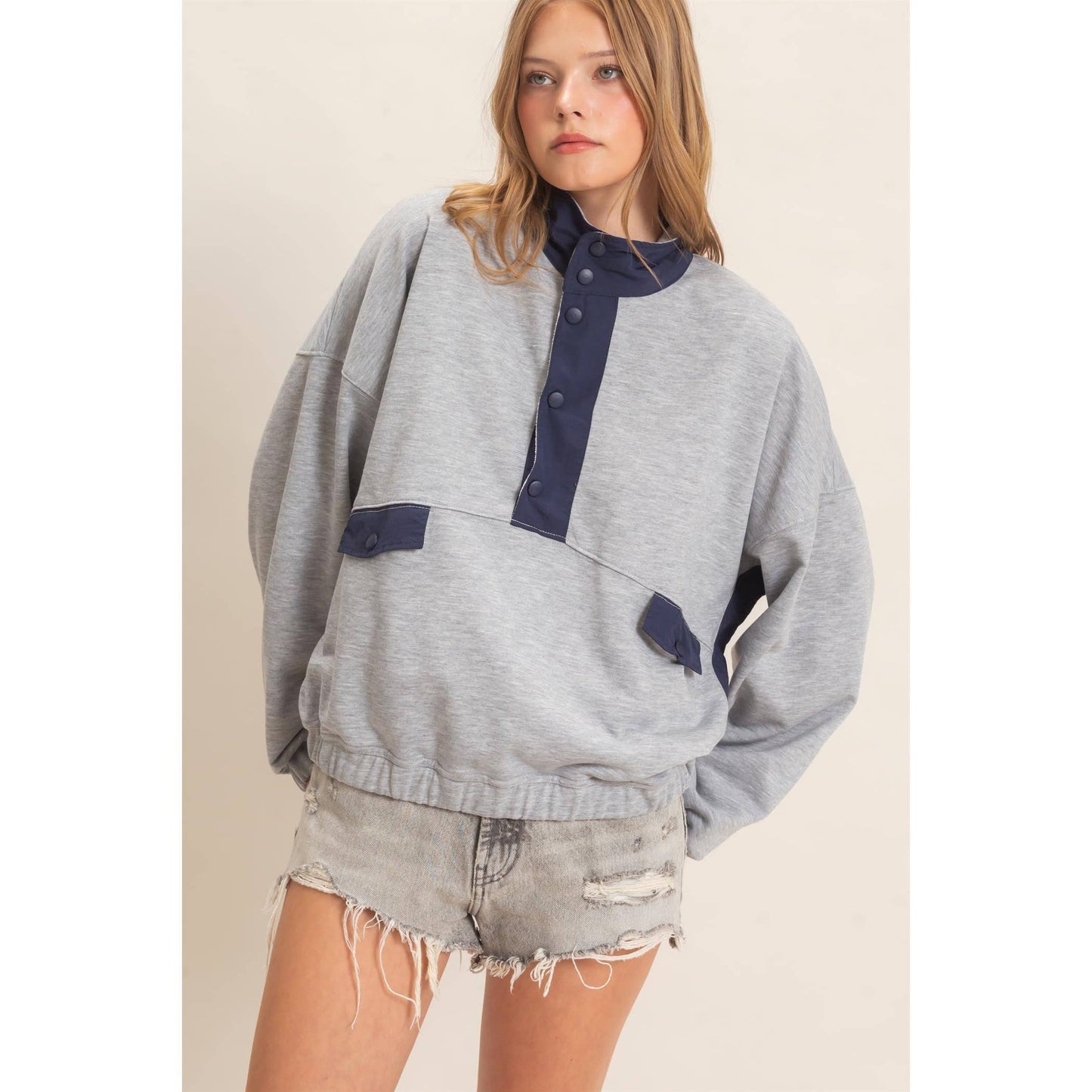 Oh Snap Contrast Pullover
