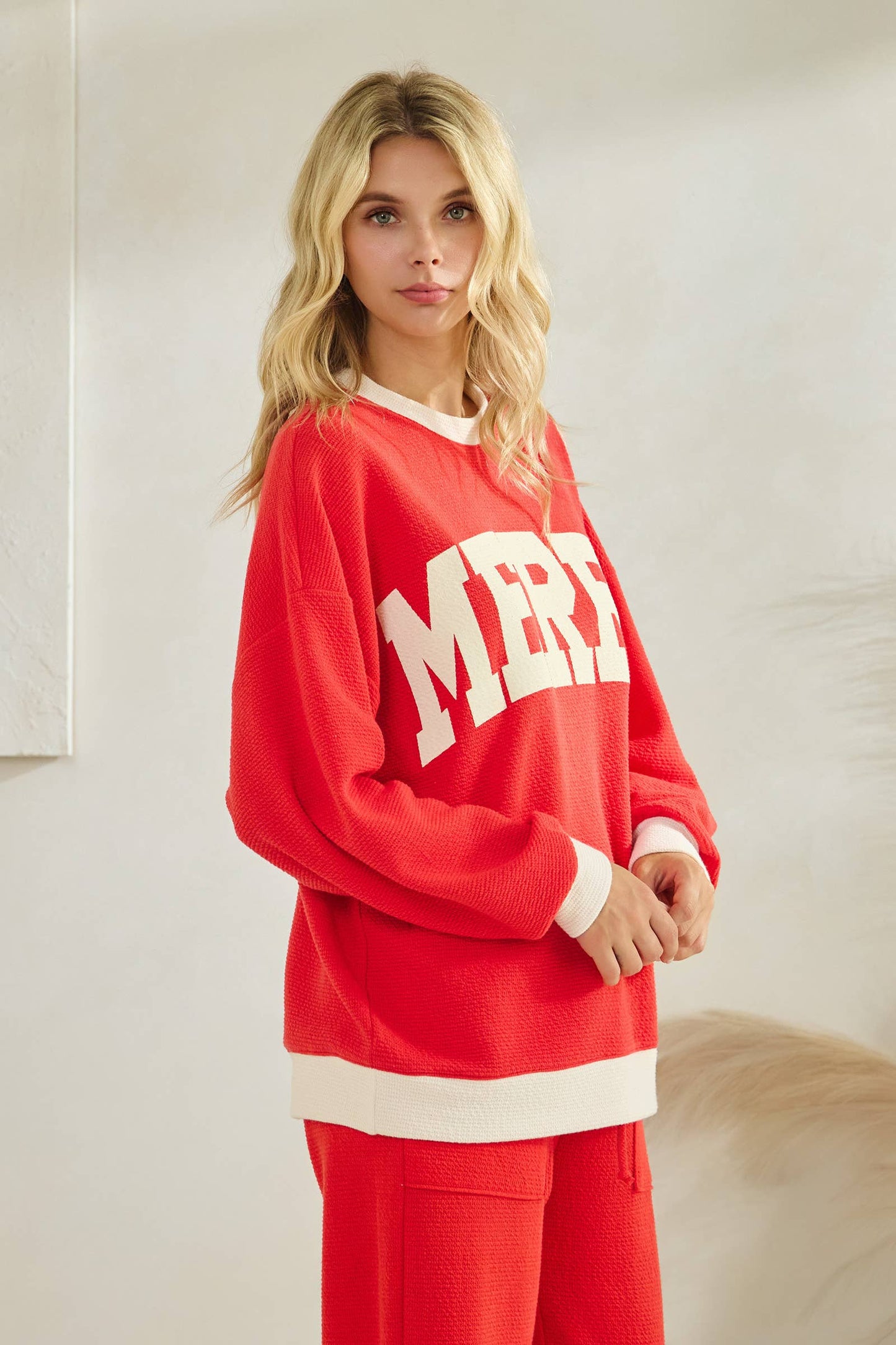Merry Ribbed Pullover Ringer Top