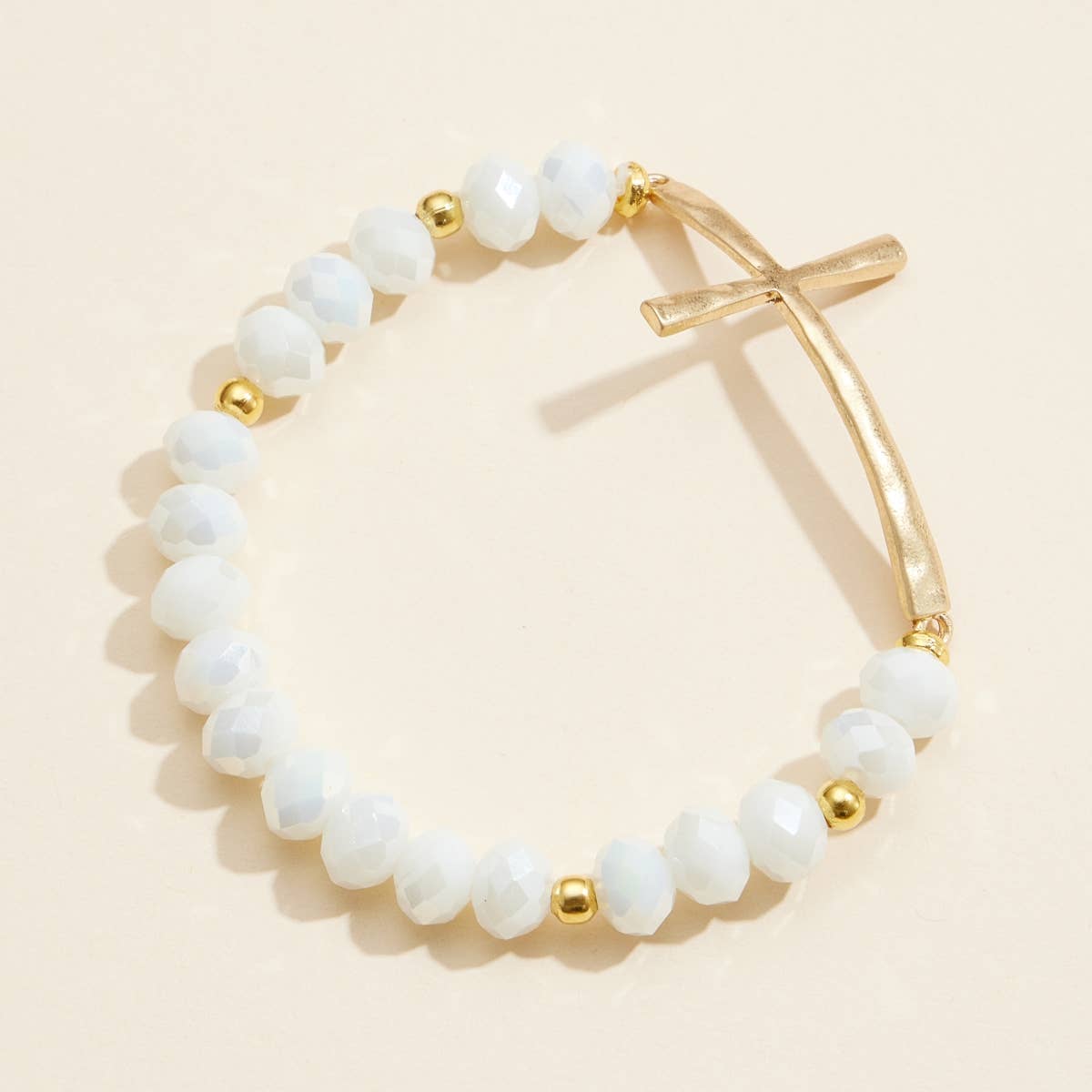 Cross Charm Glass Beaded Bracelet