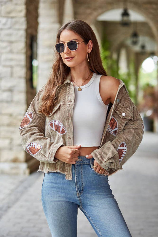 Corduroy Sequin Football Jacket