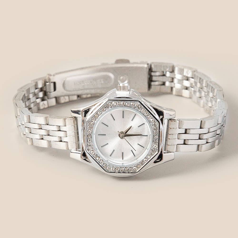 Pave Trim Octagonal Watch