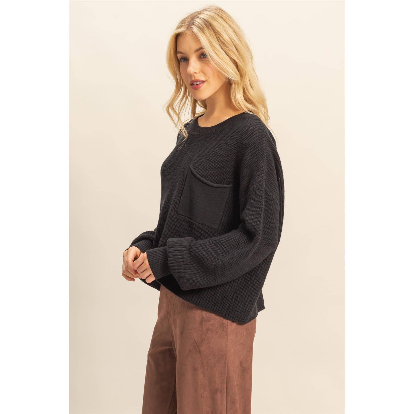 Cropped Pocket Sweater