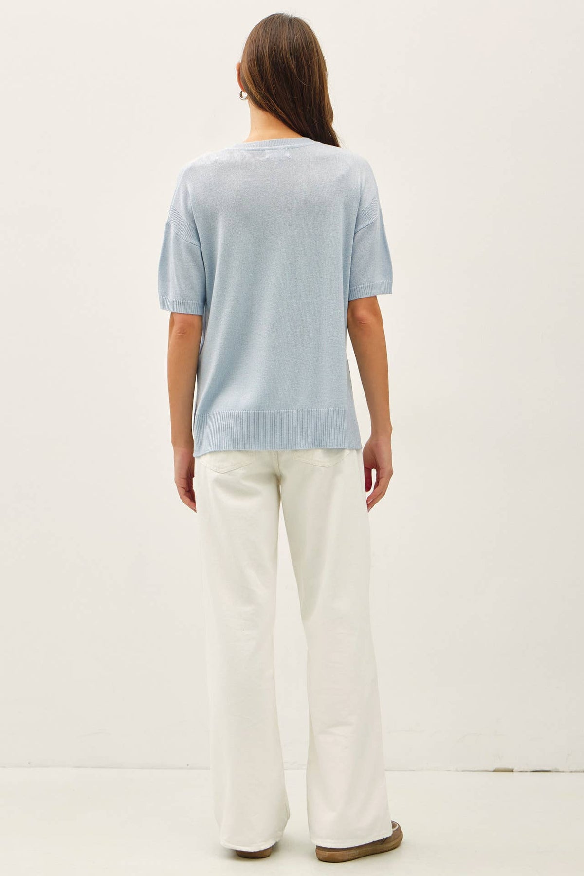 Side Split Shortsleeve Sweater