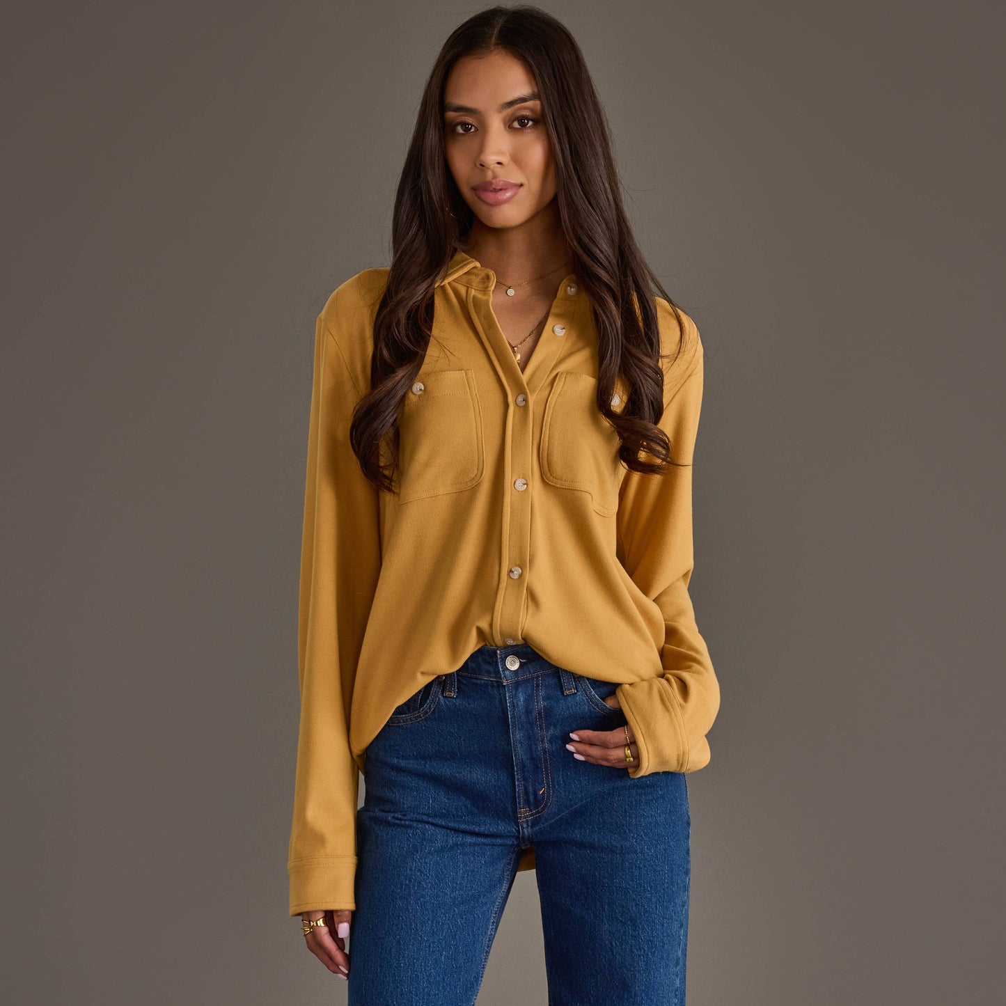 Mustard Super Soft Button Up