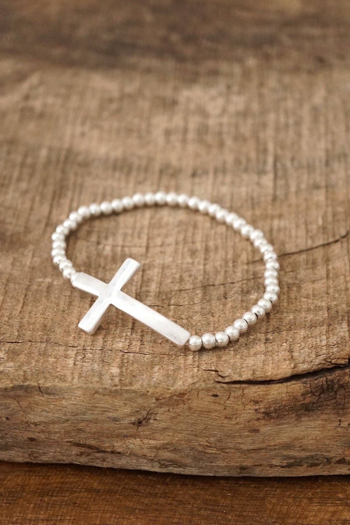 Worn Silver Cross Bracelet