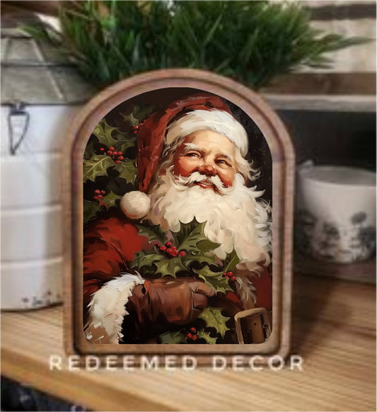 Arch Top Vintage Santa Framed Art