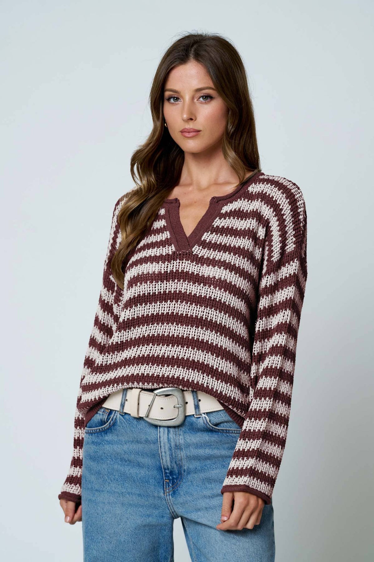 Reanna Raw Edge Vneck Sweater