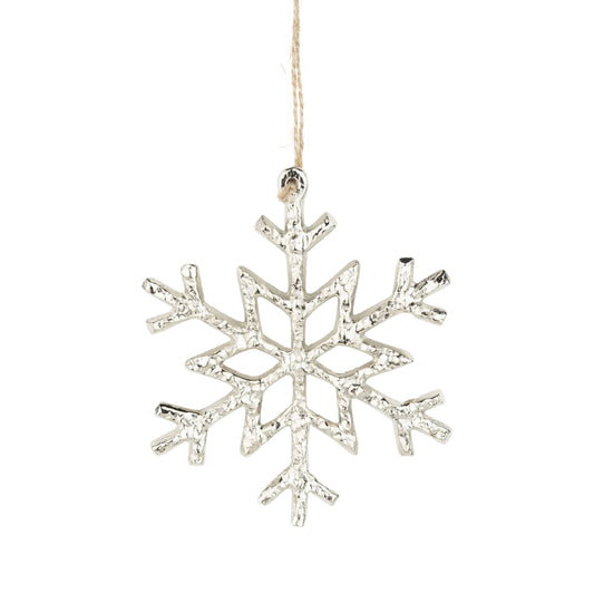 A69360: Cast metal snowflake ornament,silver,5in