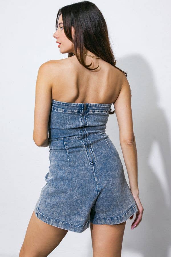 Giddy UP Acid Wash Romper