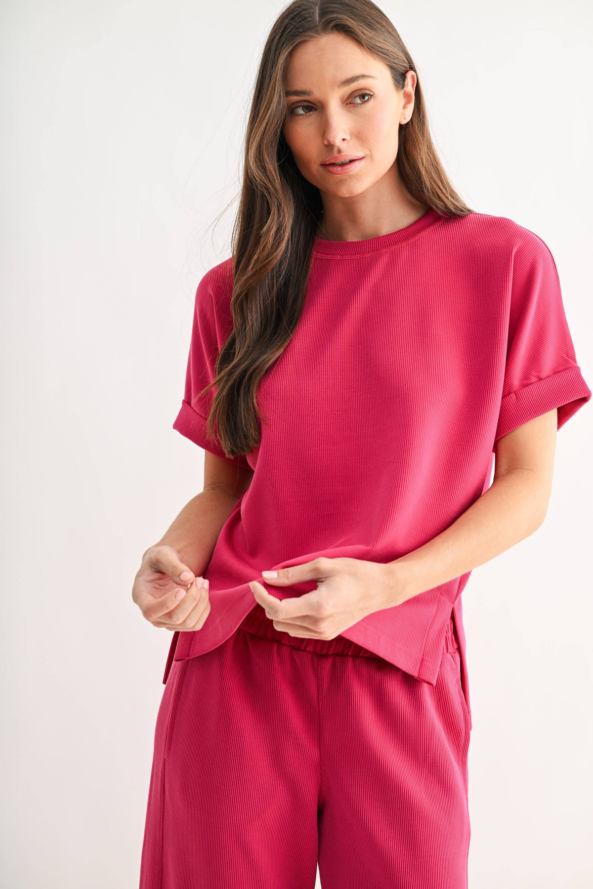 Luxe Sand Wash Rib Lounge Tee