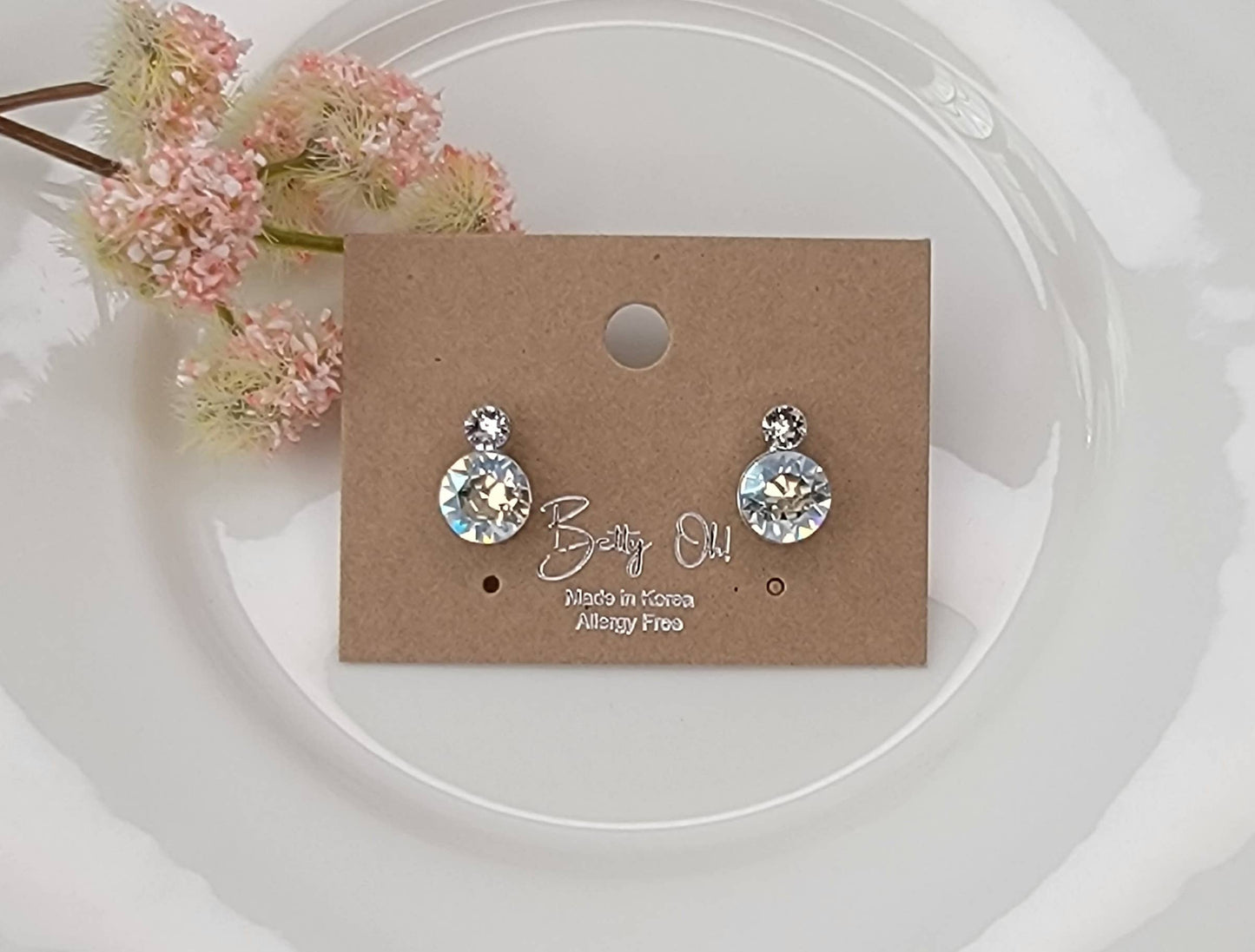 2 stone silver earrings