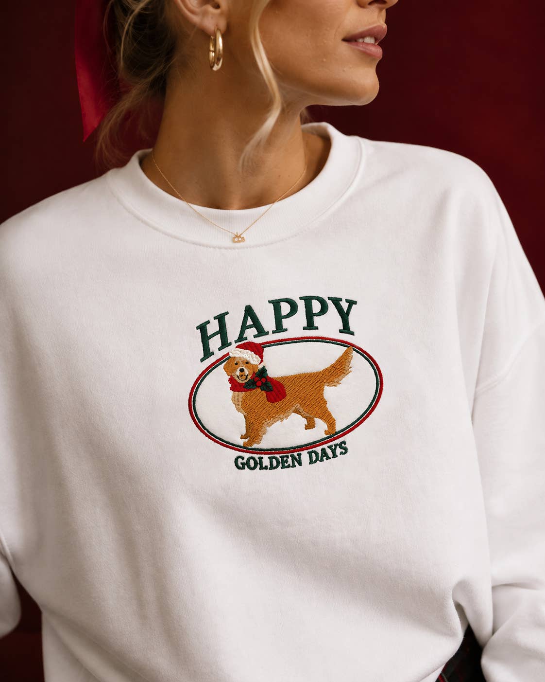 Happy Golden Days Embroidered Sweatshirt