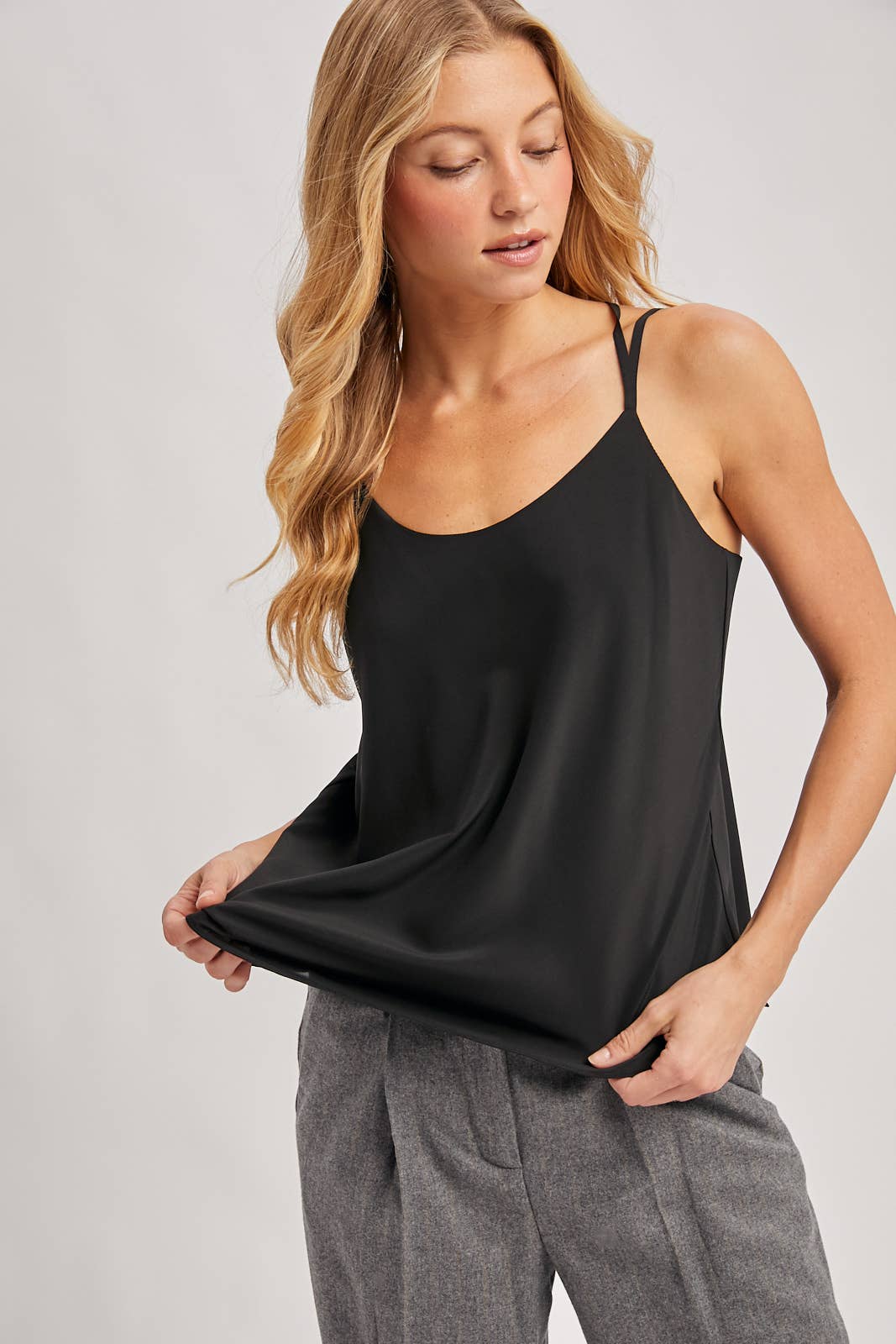 SATIN CRISSCROSS BACK STRAPS SCOOP NECK CAMI - EASTER DAY