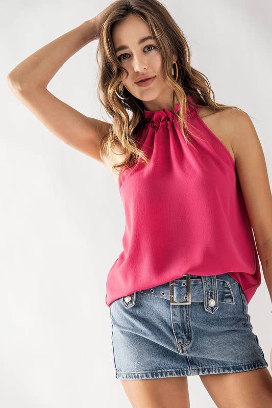 Ruffle Mock Neck Tank