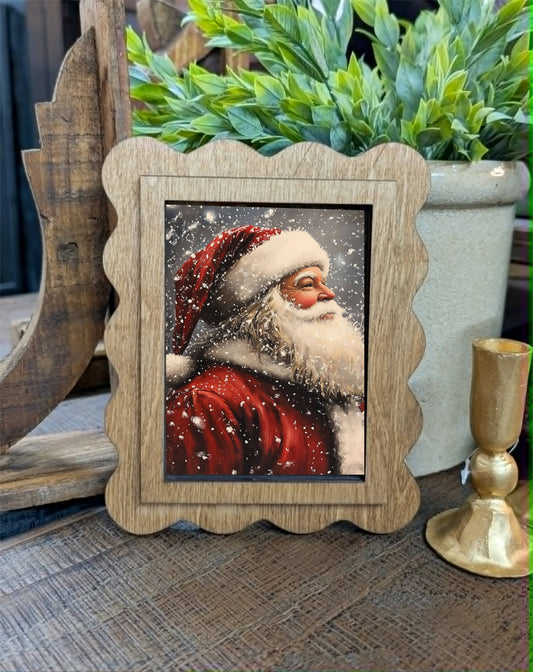 Scallop Antique Santa Framed Canvas Art