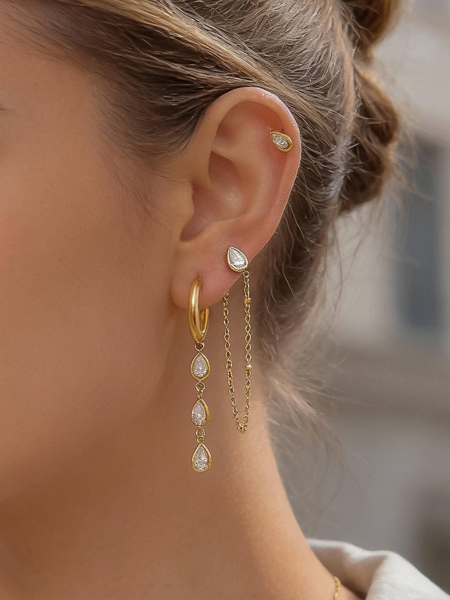Finley 18K Gold Chain Drop Earring Set