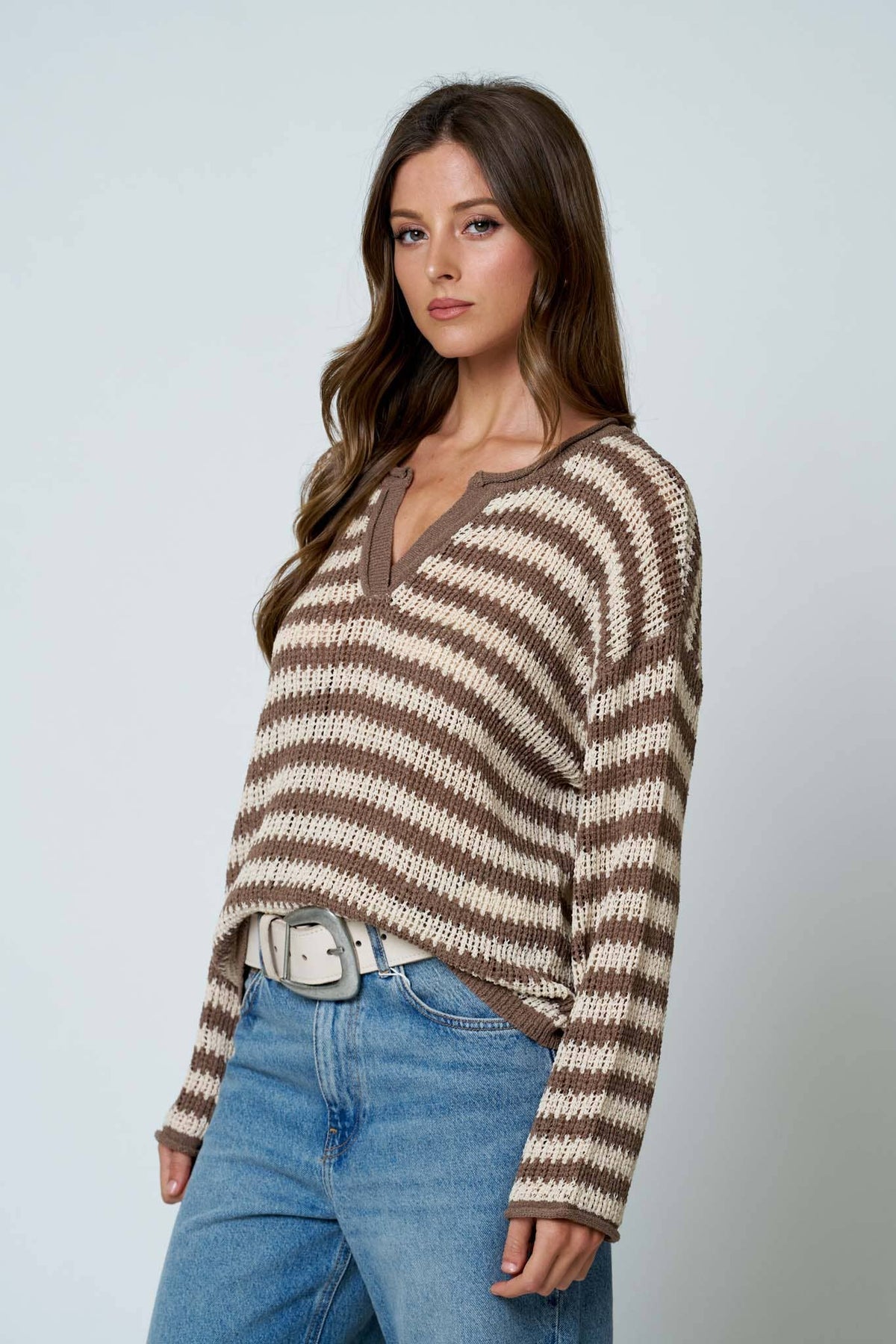 Reanna Raw Edge Vneck Sweater