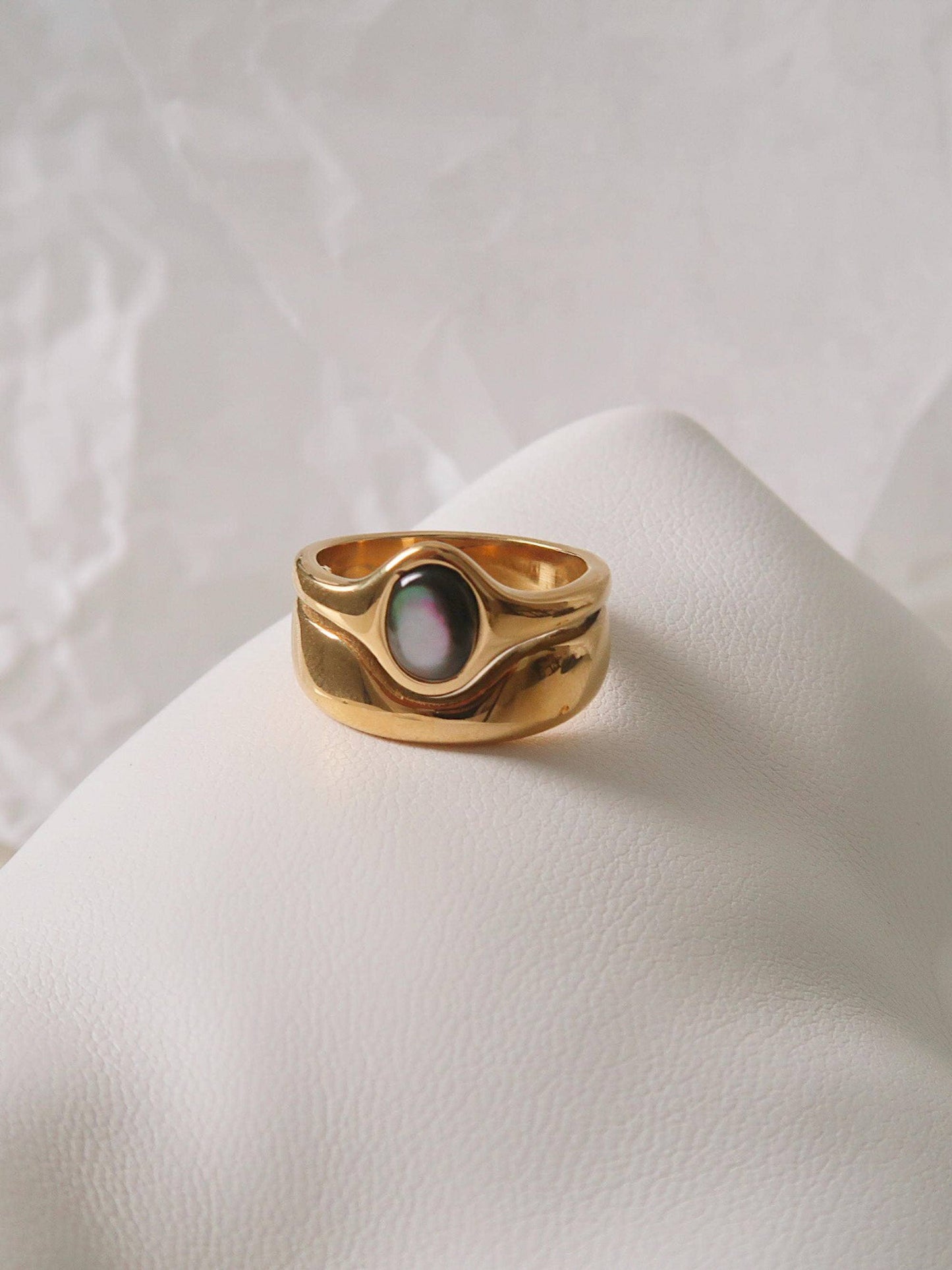 Alouette Non-Tarnish Stone Wave Ring