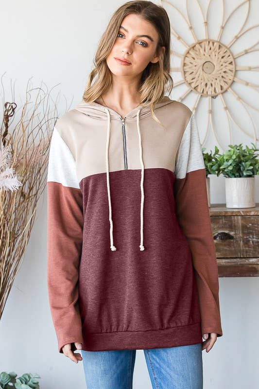 Cozy Colorblock Hooded Pullover