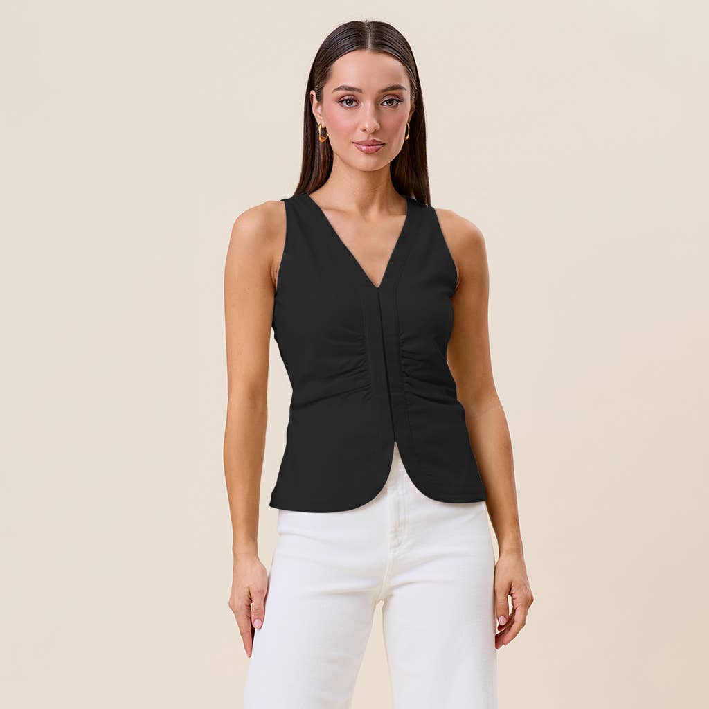Sleeveless shirred top