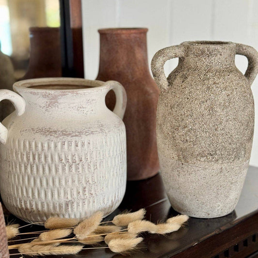 White Double Handled Urn