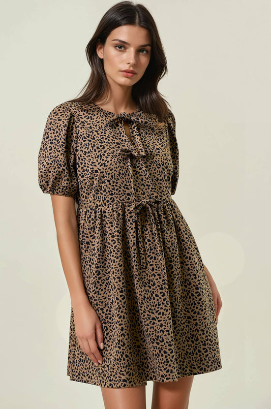 Bow Babe Leopard Dress