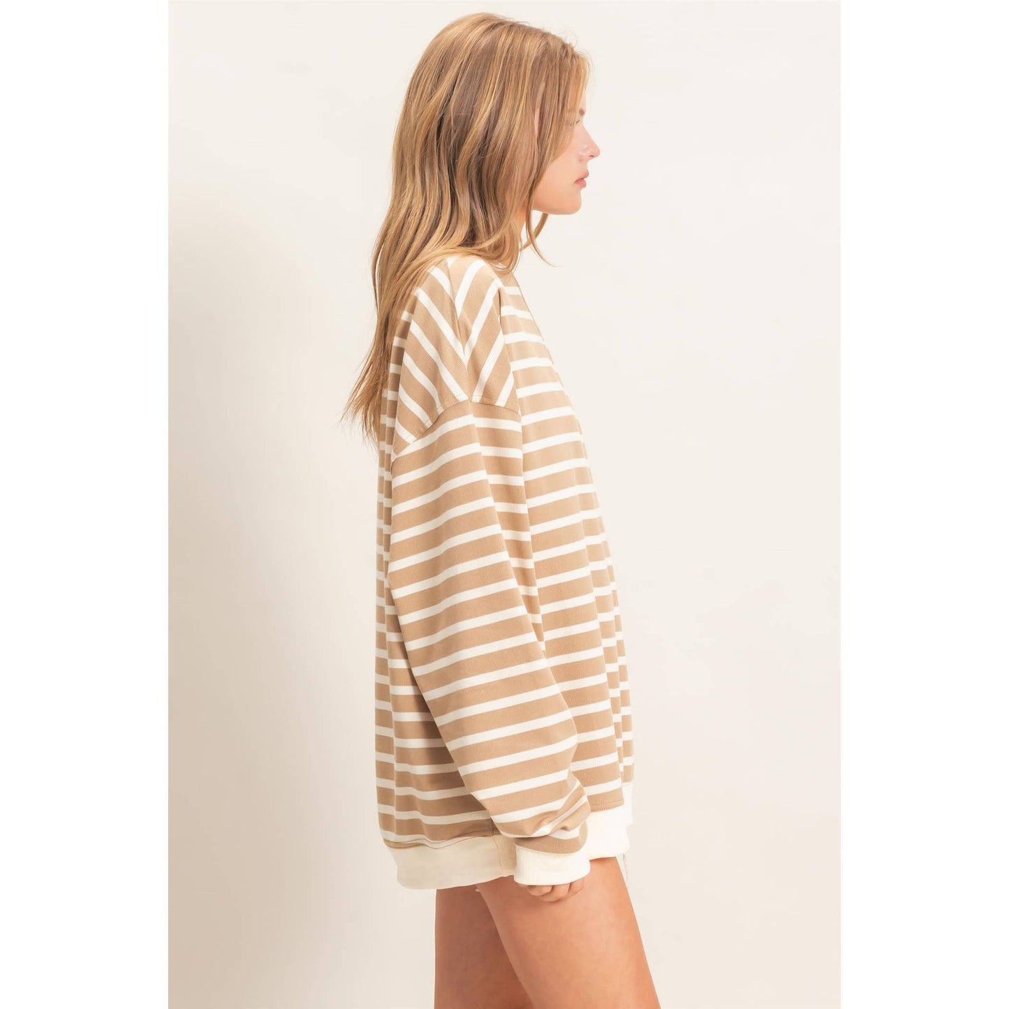 Vnotch Striped Pullover