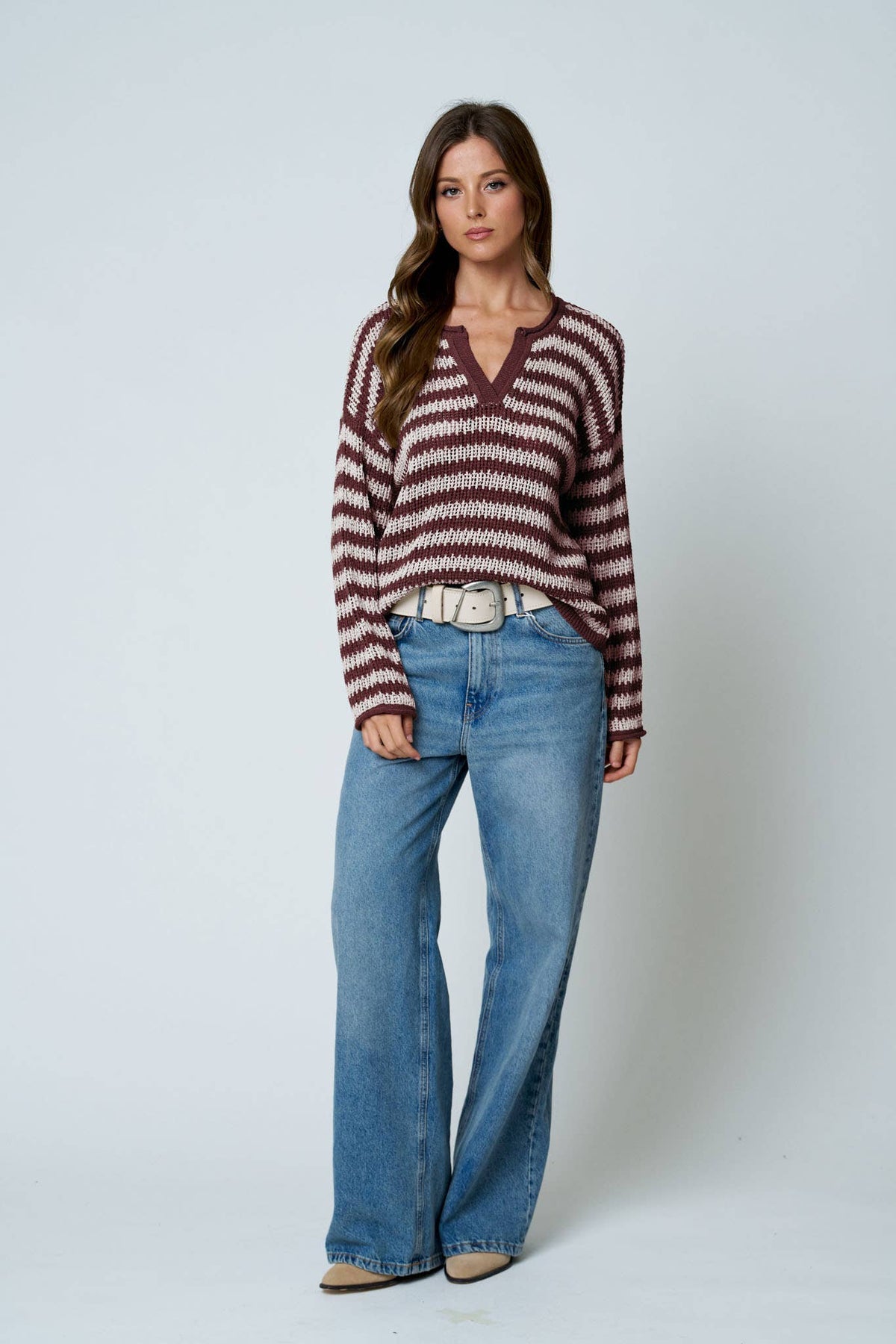 Reanna Raw Edge Vneck Sweater
