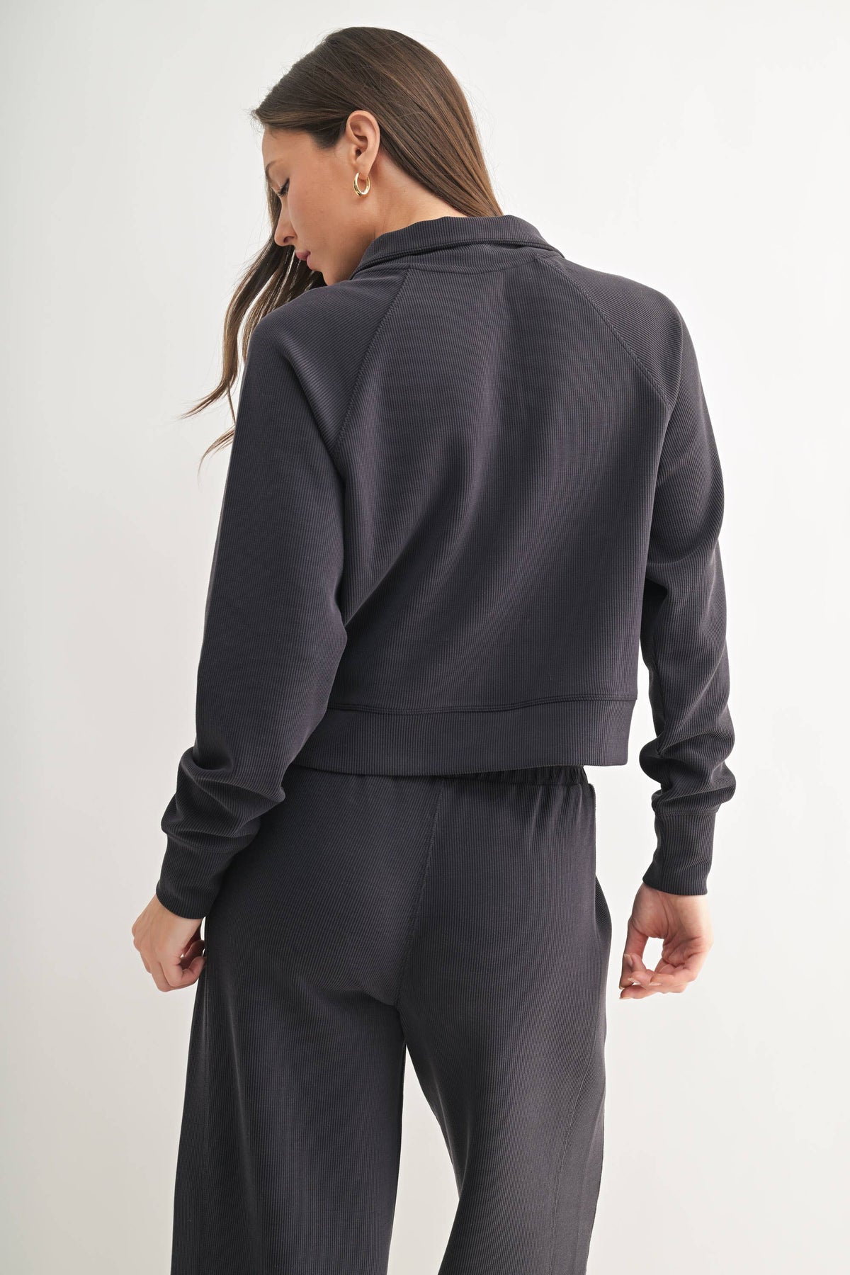 Luxe Sand Ribbed 1/4 Zip Sweater