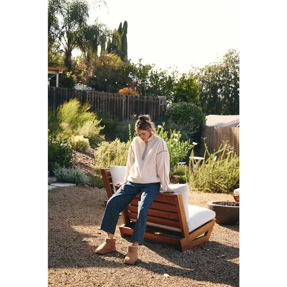 COZY CABIN GINGHAM TRIM SHERPA FLEECE HALF-ZIP PULLOVER